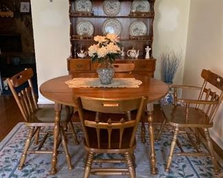 Maple Kitchen Table and Hutch