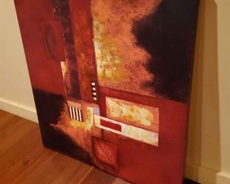 Vfd075 - Art Deco Oil Painting on Canvas 29.5" x 29.5" x 1.25"