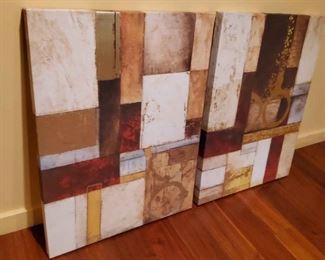 Vfd076 - Pair of 32" x 23.5" x 1.5" Art Deco Prints on Canvas