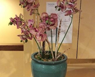 Vfd079 Faux Orchid Plant 30" h In Ceramic Planter 11.5' d X 10.75" h