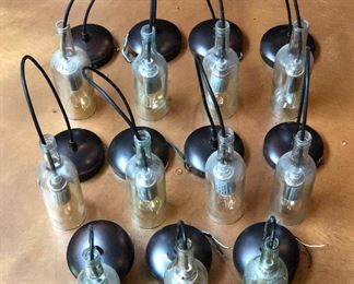 Vfd115 - Set of Eleven 10" Glass Bottle Ceiling Lights