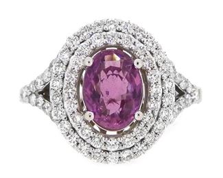 2.26ct Pink Sapphire & 1.12ct Diamond Ring