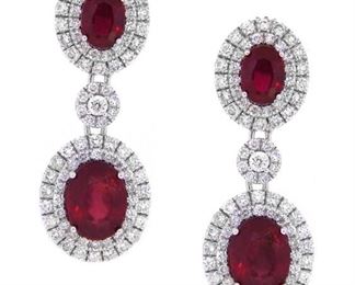 10ct Ruby & 2.59ct Diamond Earrings