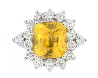 3.2ct Yellow Sapphire & 1.88ct Diamond Ring