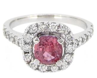 1.14ct Padparadscha Sapphire & 0.68ct Diamond Ring