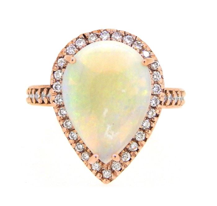 3.63ct Opal & 0.48ct Diamond Ring