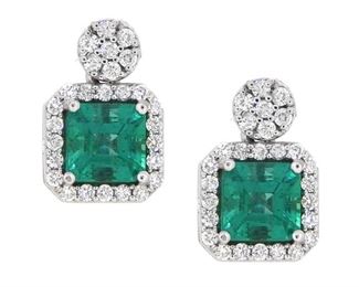 2.56ct Emerald & 0.63ct Diamond Earrings