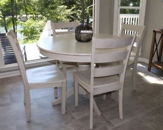 White Round Kitchen Table with 4 Chairs 