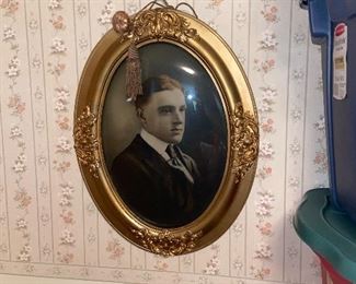 Antique Framed Hand-Colored Portrait 