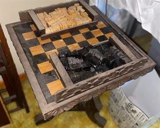 Ornate Chess Set Table 