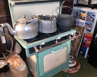 Teal & Cream Enamel Stove 