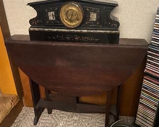Mantle Clock & Drop Leaf Table 