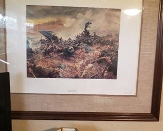 civil war battle matted and framed