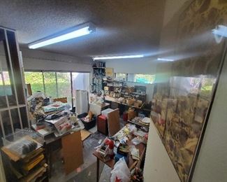 Artist's Studio, tools, supplies, paints, blank canvases, paper, jewelry making supplies