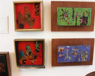 Framed and mounted enamel on copper