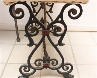 Wrought iron stool with hand embroidered cushion

