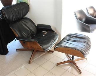 Vintage Eames-style chair and ottoman by Plycraft