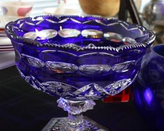 Cobalt cut crystal bowl