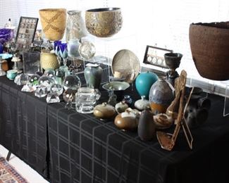 Art glass, ceramics, baskets