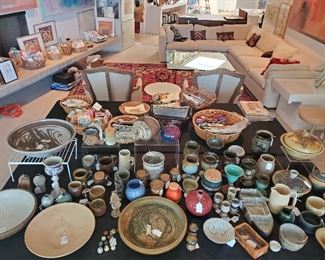 Mid-century art pottery, ceramics, various artists