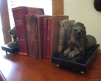 Ornate Brass Lion Book Ends