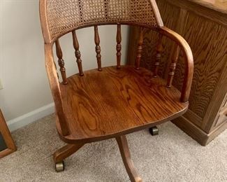 solid oak cane back office chair