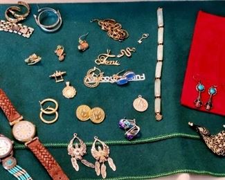 Jewelry, gold and silver jewelry and some costume jewelry 