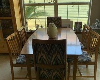 MCM Dining table and 6 chairs  ( the finish on the table top has some imperfections)