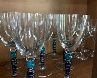 eight wine glasses 