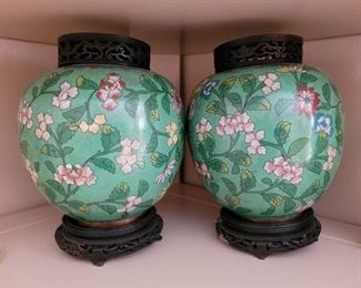 Chinese lidded ginger jar pair
