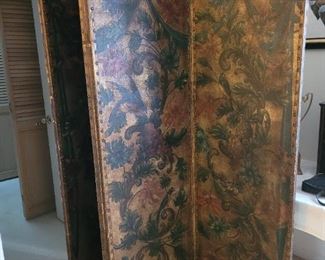 Painted canvas folding screen
