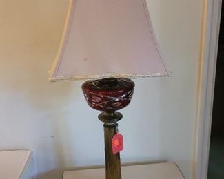 Cranberry glass lamp