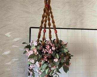 Hanging Artificial Faux Flowering Plant
