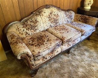 Vintage Brown Floral Love Seat Couch