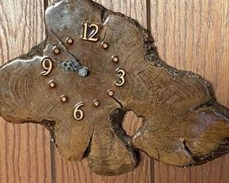 Faux Burl Wood Wall Clock Battery Operated