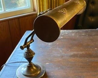 Vintage Brass Banker Library Desk Lamp