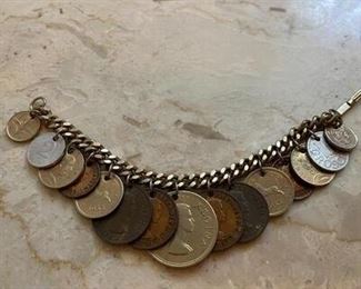 Vintage Coin Charm Bracelet