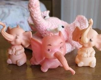 Vintage Pink Elephant Figurine Lot
