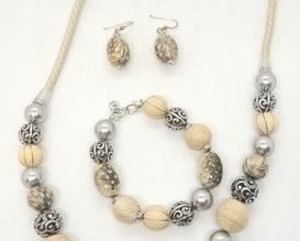 7 - Brighton exotic bead necklace, bracelet & earrings 34" necklace 9" bracelet Dangle earrings
