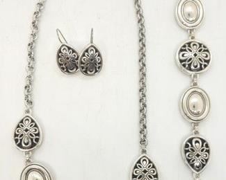 12 - Brighton Two Tone 3 pc Jewelry set 18" necklace 8" bracelet
