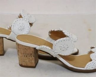 24 - Jack Rogers Lauren Mid Heel Sandals in White Size 8
