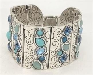 27 - Brighton 7" silver hinged cuff bracelet- Swarovski

