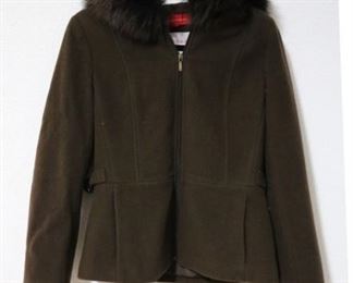 63 - Anne Klein Hooded Coat w/ Fox Fur Trim

