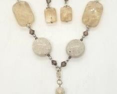 101 - Premier Design agate quartz necklace & earrings 18" necklace
