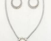 103 - Brighton Galadriel Amulet Necklace & Earrings Smokey Quartz inscribed "Let Yourself Shine" 31" necklace
