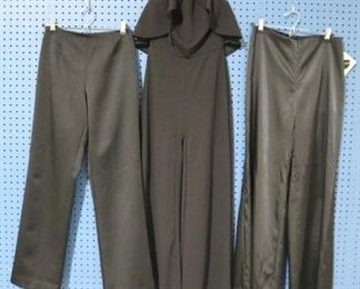 104a - Halter Formal Jumpsuit & 2 pairs of Black Slacks Jumpsuit by Karlie, size unknown Bentley Arbuckle, size 4 Bell Bottoms by Lynn Ritchie, size 4
