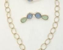 107 - Brighton Versailles Mercury brushed gold 3pc set 35" pendant necklace inscribed "Love Shines" Bangle inscribed "Love Shines" Post earrings
