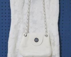 109a - White Lace Dress by Sara Campbell, size 4 w/ Purse Dress "NEW" with tags - rick rack along back zipper Purse by Kim Rogers
