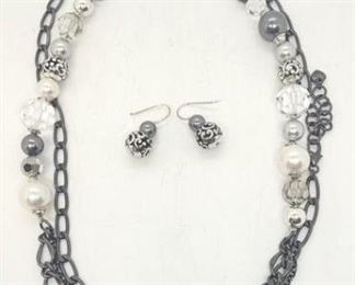 112 - Brighton Contempo Chic gunmetal necklace & earring 40" length
