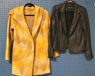 112a - Lot of 2 Jackets Soft Surroundings, size xs Black Faux Leather embellished, size 6
